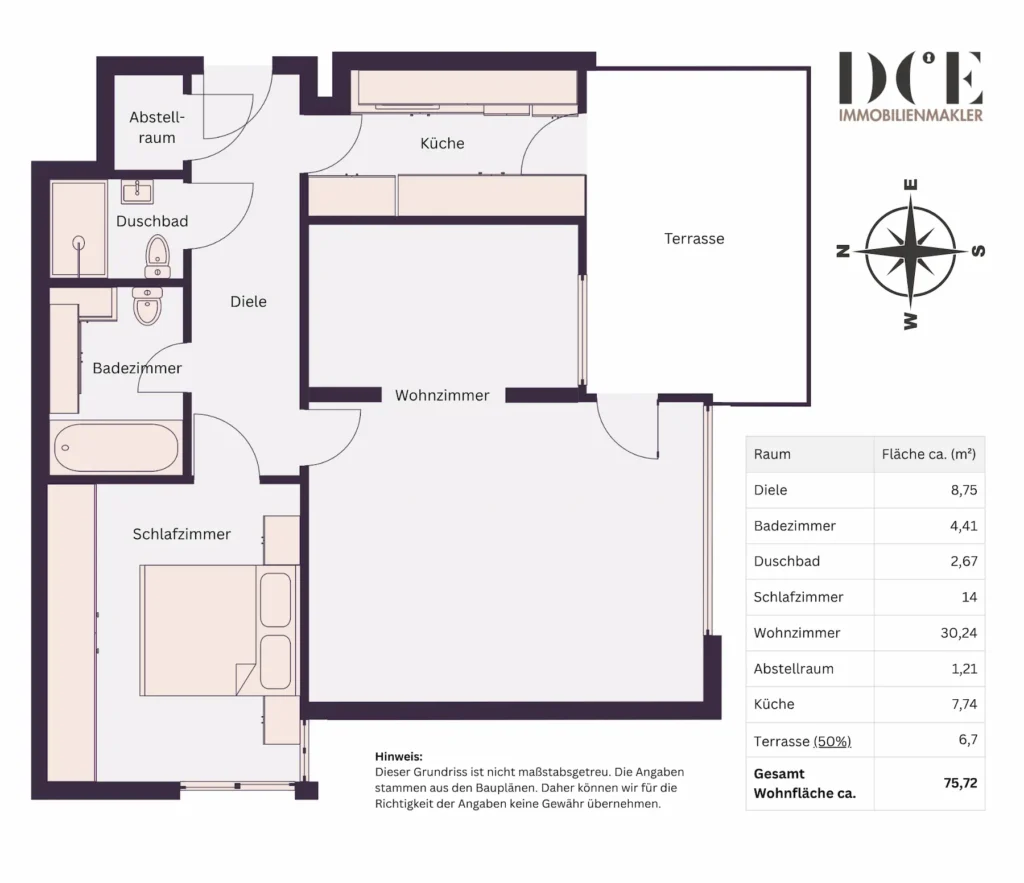 Eigennutzer aufgepasst ♦ Leerstehende Wohnung mit Südterrasse, Garten und TG-Stellplatz (U4-Nähe) 1 Grundriss für Wohnungsverkauf